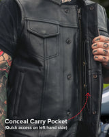 Sharp Shooter Men's Motorcycle Leather Vest - First Manufacturing Company - Flyclothing LLC