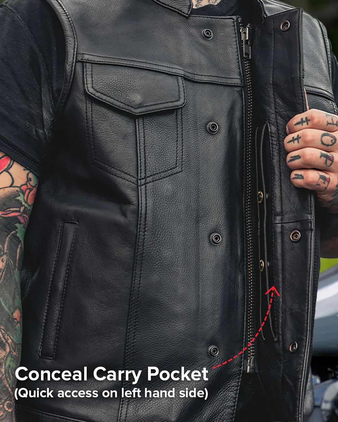 Sharp Shooter Men's Motorcycle Leather Vest - First Manufacturing Company - Flyclothing LLC