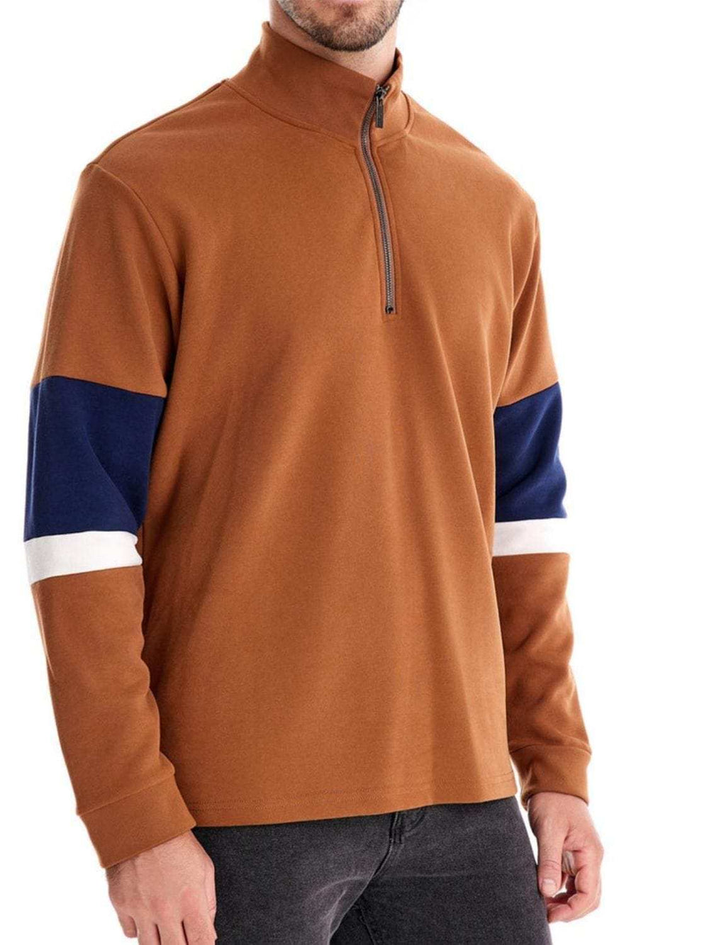 Men's Color Block Long Sleeve Polo - Trendsi - Flyclothing LLC