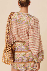 Printed Button Down Long Sleeve Shirt - Trendsi - Flyclothing LLC