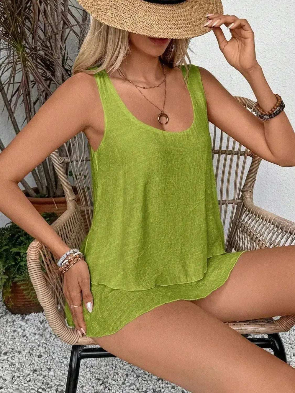 Wide Strap Layered Tank - Trendsi - Flyclothing LLC