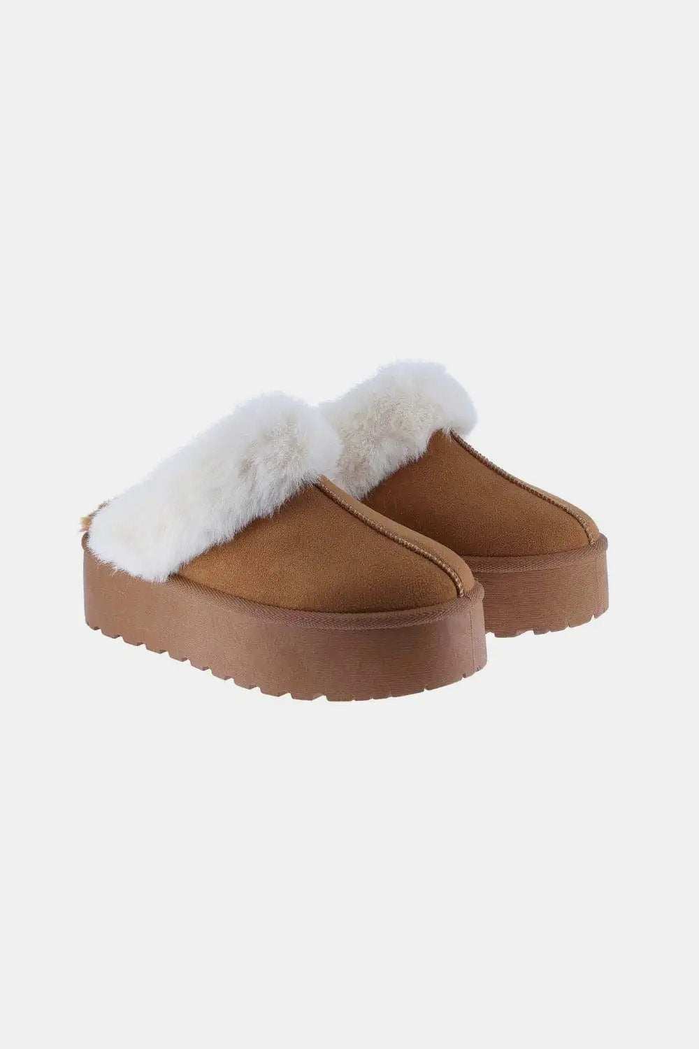 Weeboo Thick Bottom Fur Trim Snow Slippers - Trendsi - Flyclothing LLC