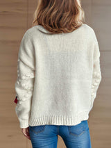 Flower Button Down V-Neck Long Sleeve Cardigan - Trendsi - Flyclothing LLC