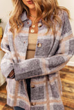 Plaid Button Up Collared Neck Cardigan - Trendsi - Flyclothing LLC