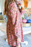 Printed Tie Neck Long Sleeve Mini Dress - Trendsi