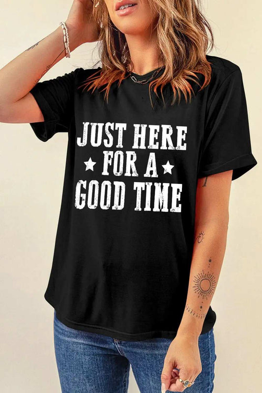 Letter Graphic Round Neck Short Sleeve T-Shirt - Trendsi - Flyclothing LLC