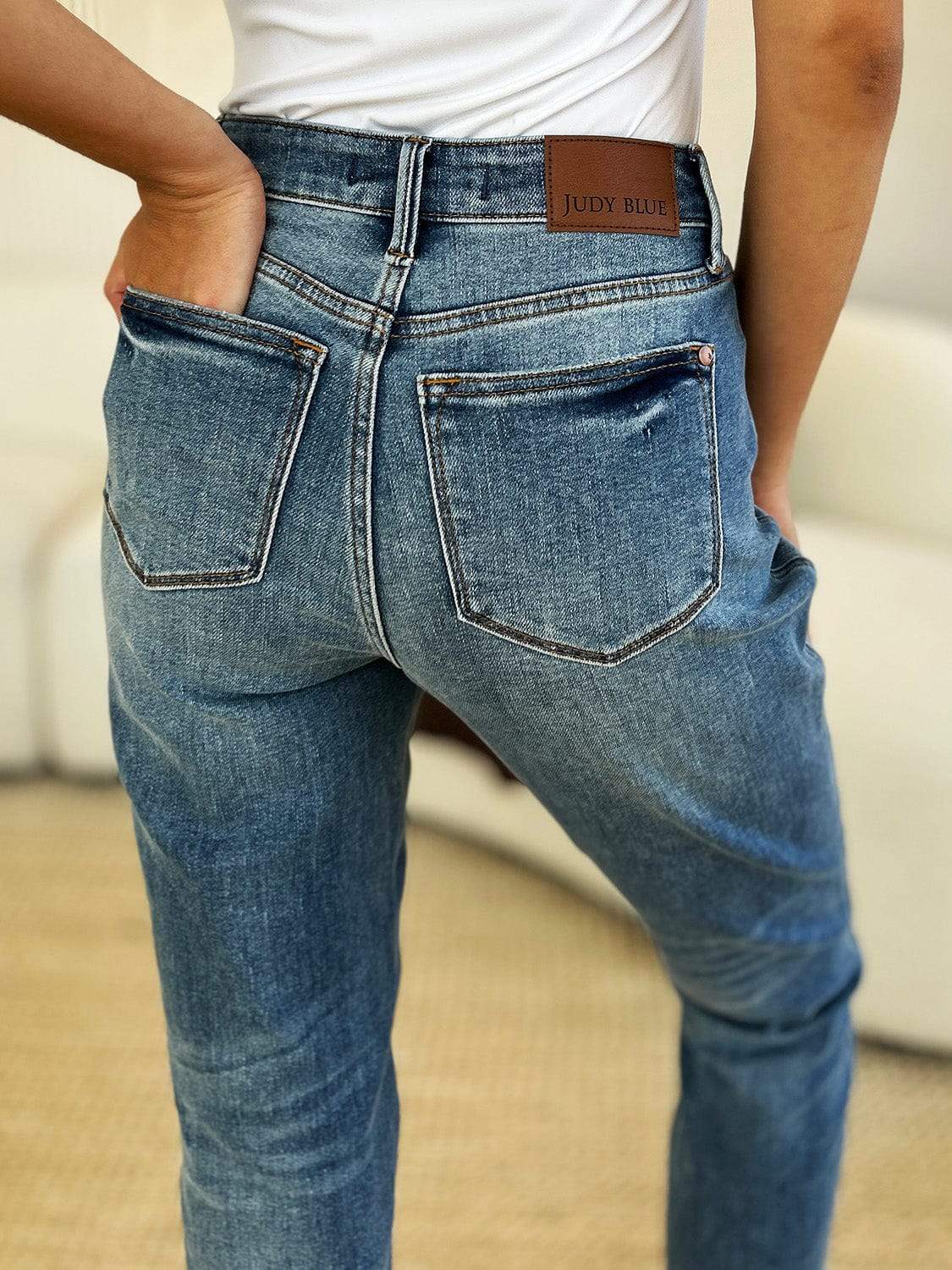 Judy Blue Full Size Mid Rise Rigid Magic Release Hem Jeans - Trendsi - Flyclothing LLC