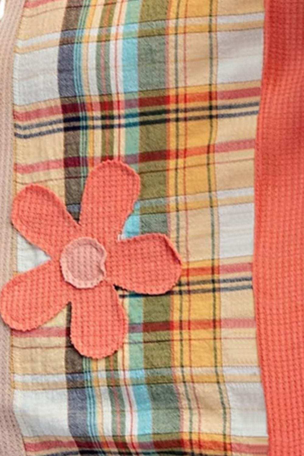 Slit Plaid Round Neck Long Sleeve Sweatshirt - Trendsi - Flyclothing LLC