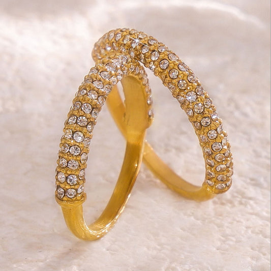 18K Gold-Plated Inlaid Zircon Ring - Trendsi