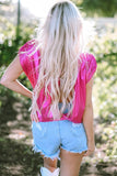 Tied Backless Round Neck Cap Sleeve Blouse Trendsi