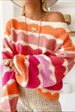 Contrast Boat Neck Long Sleeve Sweater - Trendsi - Flyclothing LLC