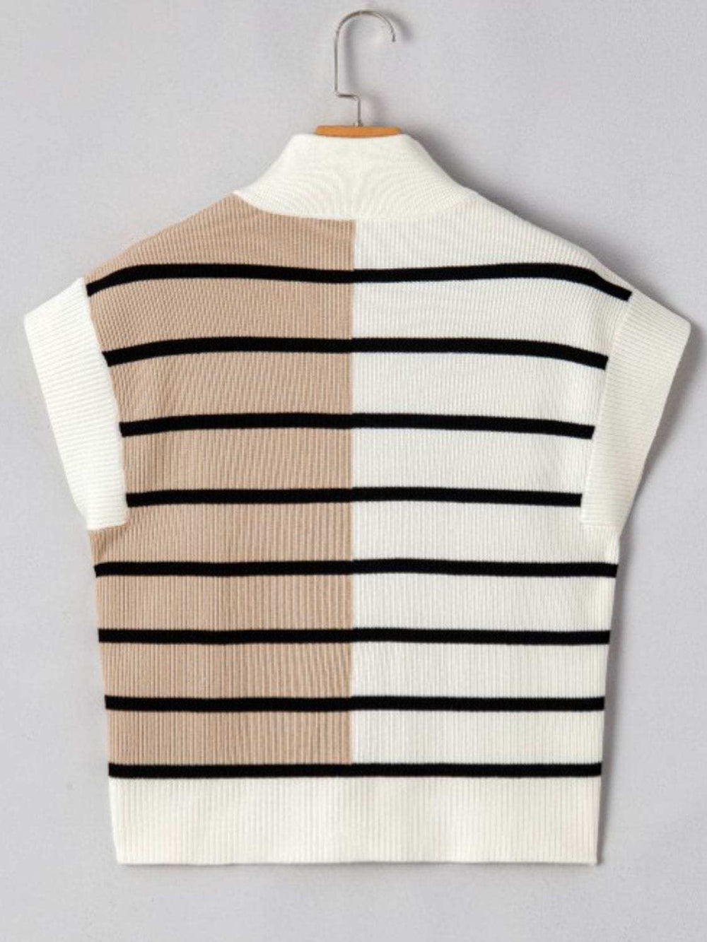 Striped Half Zip Sweater Vest - Trendsi - Flyclothing LLC