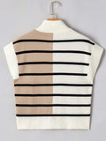 Striped Half Zip Sweater Vest - Trendsi - Flyclothing LLC