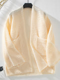 Open Front Long Sleeve Cardigan - Trendsi