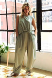 Davi & Dani Drawstring Hem Round Neck Tank and Pants Set - Trendsi