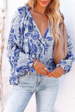 Floral Tie Neck Flounce Sleeve Blouse - Trendsi - Flyclothing LLC