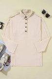 Half Button Long Sleeve Top - Trendsi - Flyclothing LLC