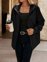 Pocketed Zip Up Hooded Jacket - Trendsi - Flyclothing LLC