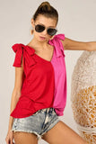 BiBi Shoulder Ribbon Tied Contrast Tank - Trendsi - Flyclothing LLC