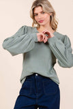 Mittoshop Round Neck Long Sleeve Rib Knit Top - Trendsi - Flyclothing LLC