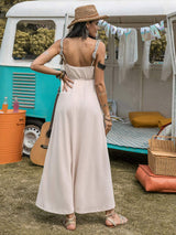 Waffle-Knit Tied Spaghetti Strap Dress - Trendsi - Flyclothing LLC