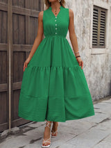 Notched Sleeveless Maxi Tank Dress - Trendsi - Flyclothing LLC