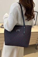 Bow Trim Polyester Tote Bag - Trendsi