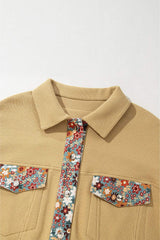 Printed Collared Neck Long Sleeve Jacket - Trendsi - Flyclothing LLC