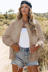 Baseball Collar Floral Quilted Jacket - Trendsi - Flyclothing LLC