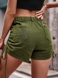 Drawstring Denim Shorts with Pockets - Trendsi