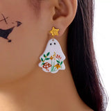Whimsical Ghost Earrings with Floral Design - Trendsi - Flyclothing LLC