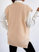 Button-Down Button Up Sweater Vest - Trendsi - Flyclothing LLC