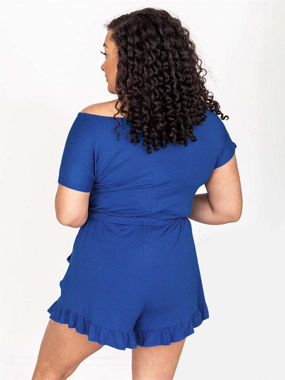 Ruffled Boat Neck Short Sleeve Romper - Trendsi - Flyclothing LLC