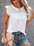 Ruffled Round Neck Cap Sleeve T-Shirt - Trendsi