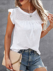 Ruffled Round Neck Cap Sleeve T-Shirt - Trendsi