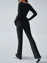Devine Ruched Long Sleeve Top and Pants Set - Trendsi - Flyclothing LLC