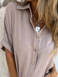Full Size Button Down Short Sleeve Shirt Plus Size - Trendsi - Flyclothing LLC