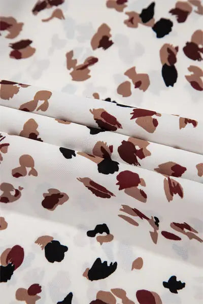 Printed Mock Neck Balloon Sleeve Blouse - Trendsi - Flyclothing LLC