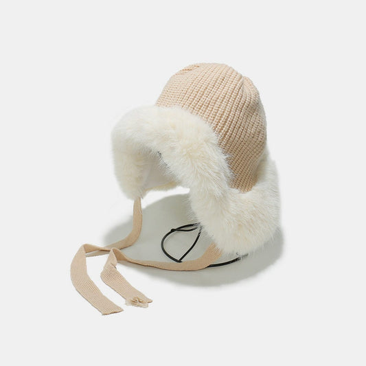 Thermal Tied Fuzzy Winter Hat - Trendsi