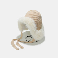 Thermal Tied Fuzzy Winter Hat - Trendsi