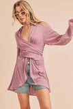 Aemi + Co Tied Collared Neck Long Sleeve Top - Trendsi
