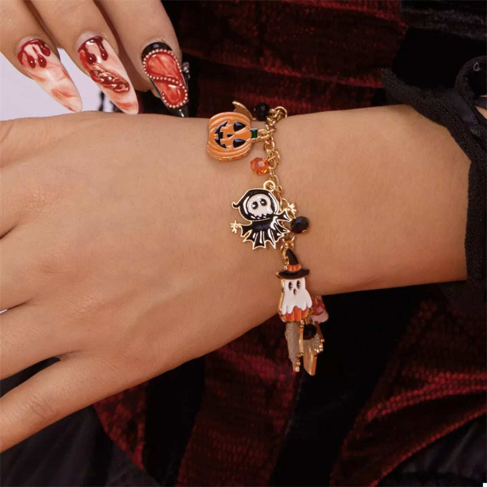 18K Gold-Plated Halloween Charm Bracelet - Trendsi - Flyclothing LLC