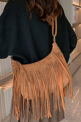 Suede Fringe Adjustable Strap Shoulder Bag - Trendsi - Flyclothing LLC