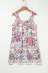 Multicolour Floral Tie Neck Sleeveless Mini Dress - Trendsi - Flyclothing LLC