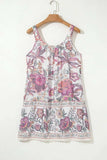 Multicolour Floral Tie Neck Sleeveless Mini Dress - Trendsi - Flyclothing LLC