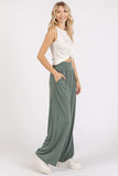 Mittoshop Stretch Banded Waist Wide Leg Pants with Pockets - Trendsi - Flyclothing LLC