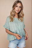 Peplum Round Neck Half Sleeve Blouse - Trendsi