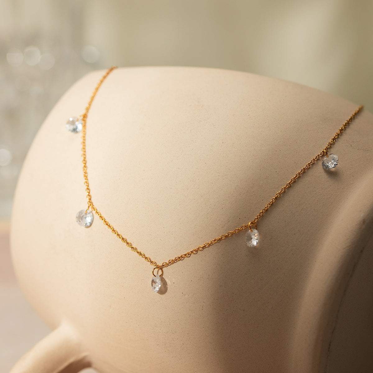 Stainless Steel Rhinestone Charm Necklace - Trendsi - Flyclothing LLC