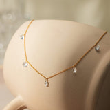 Stainless Steel Rhinestone Charm Necklace - Trendsi