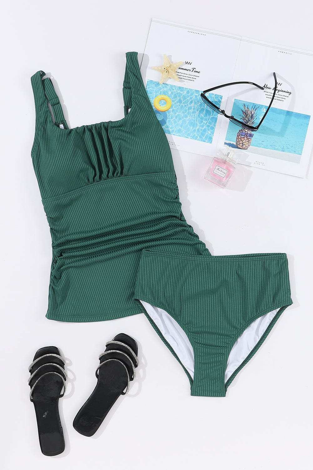 Square Neck Wide Strap Tankini Set - Trendsi - Flyclothing LLC